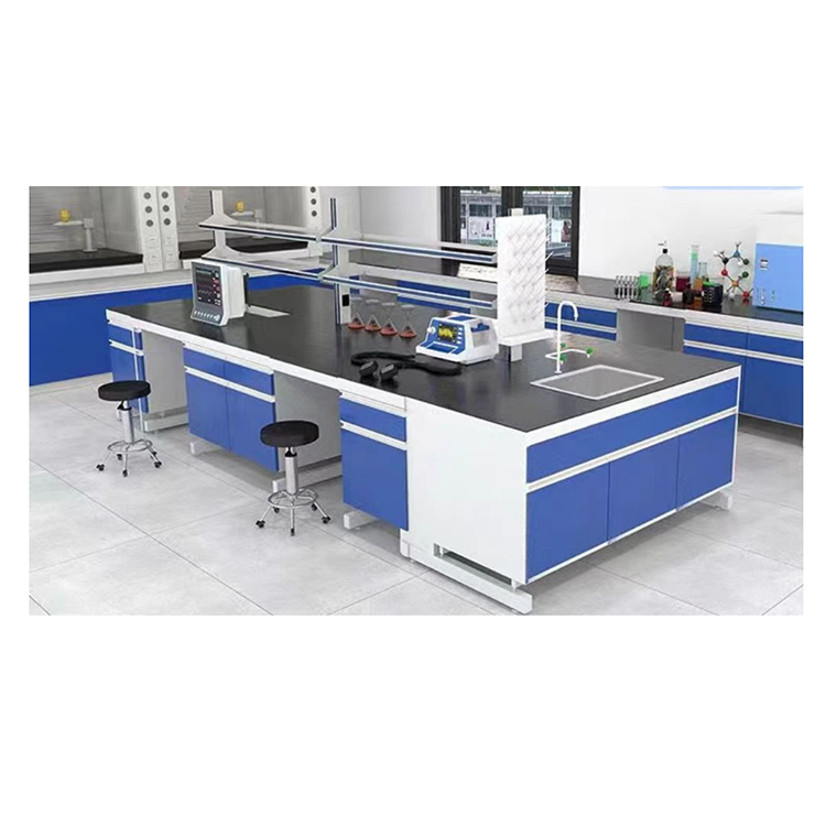 Corrosion Resistant Lab Island Bench H Frame Laboratory Working Table With Suspended Cabinets