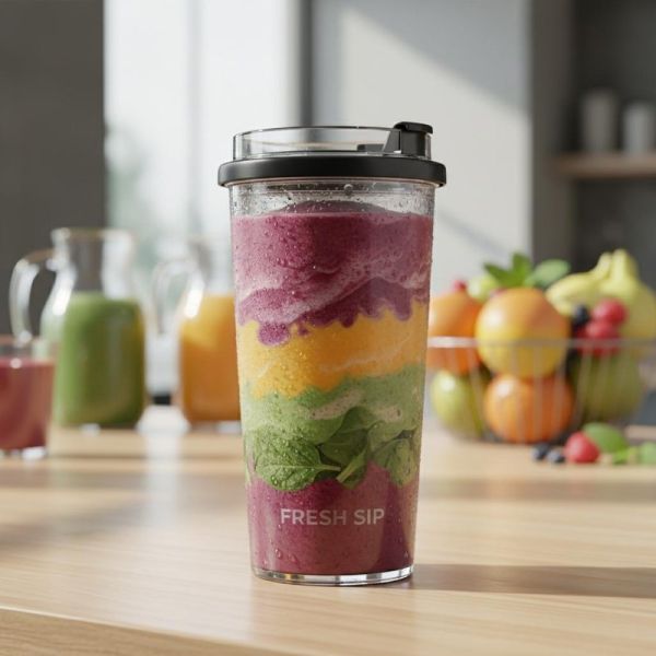 Slide Closure Plastic Tumbler Cylinder Suitable for Cold Drinks Smoothies and Juices in Hospitality Industry