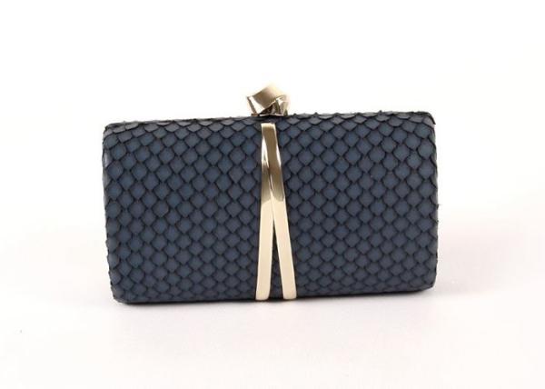Clutch style leather hard case clutch bag with metal bow design lady evening bag