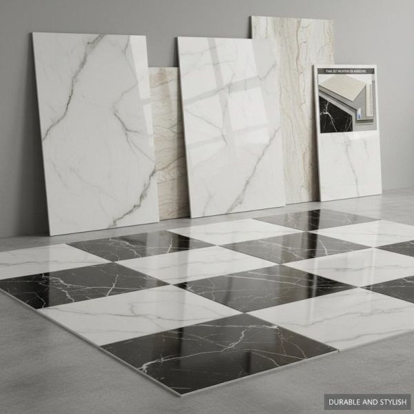 Building Decoration Marble Look Porcelain Tile Smooth Slightly Textured Surface Installationmethod Thin set Mortar Or Adhesive Durable And Stylish
