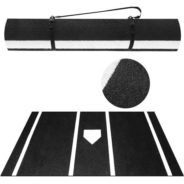 Baseball Batting Mat Nonslip Indoor/Outdoor Portable Softball Hitting Mat with Home Plate