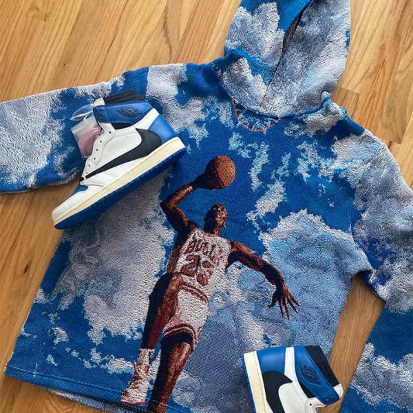 Anti-Shrink Heavyweight French Terry Oversized Printed Mens Woven Anime Tapestry Hoodie