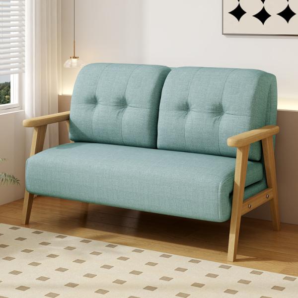 Apartment Folding Sofa Bed Space Saver Couch New Style Single Lunch Double Balcony Loveseat with Wood Frame