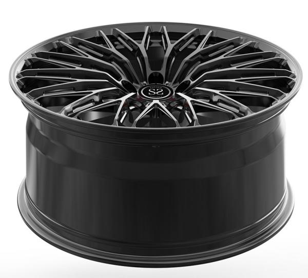 Bugatti Veyron rodas de liga de alumínio forjado em escala 20 e 21  Brilhante preto