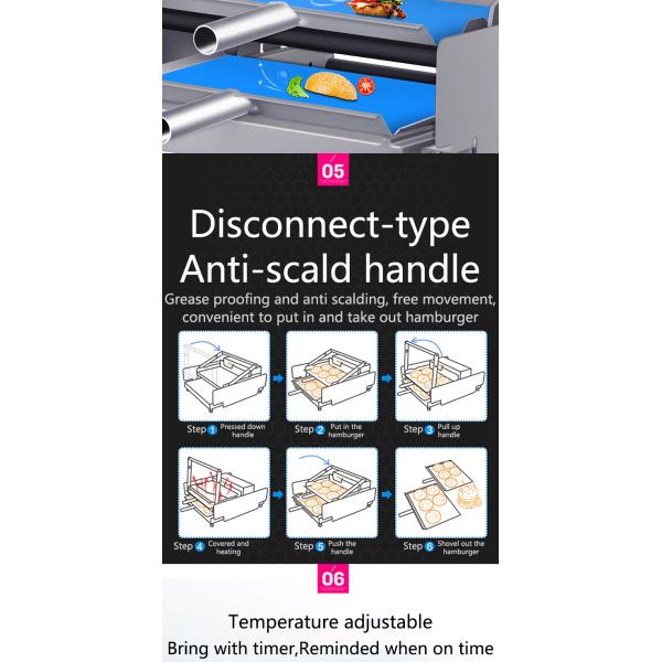 Серебряные белые электрические гамбургеры для нагрева пищи с неприлипчивой поверхностью для приготовления пищи