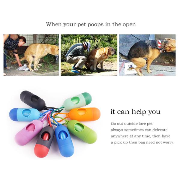 Blue Green Dog Residuos de bolsas de soporte de plástico de 11.5 * 4.3cm para perros para paseos