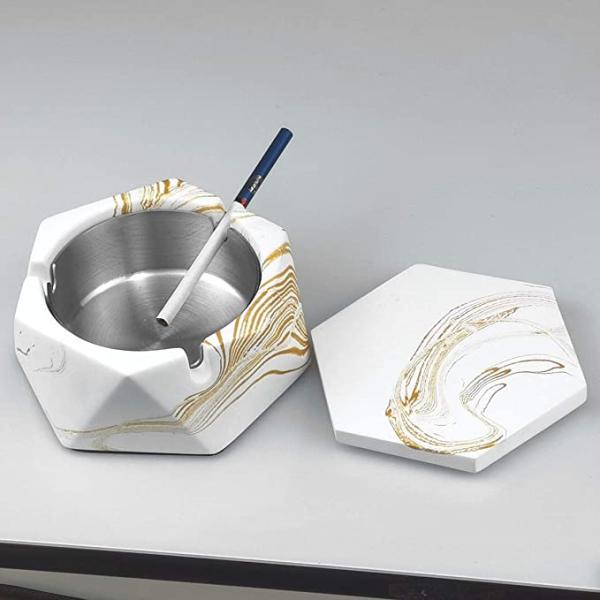 Japanese Smokeless Cigarette Ashtray with Lid  Stainless Steel Ash Trays Covered Windproof