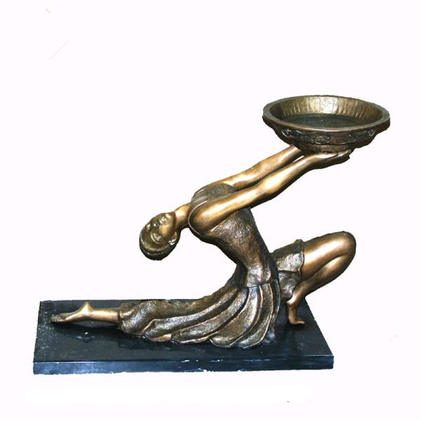 Sexy Woman Holding Brass Cast Iron Flower Planters For Home Decoration