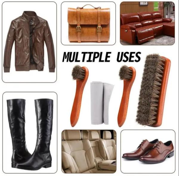 Soft Fur Shoe Brush Wooden Horsehair Brush Can Add Logo