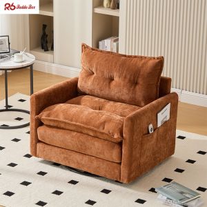 Apartment Swivel Upholstered Sectional Linen Fabric Sofa Single Seat Furniture