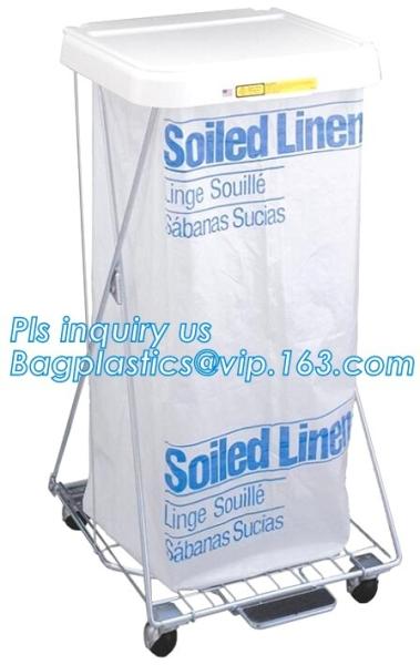 60 micron clear LDPE plastic cotton draw string garbage biohazard bag, Custom printed compostable flat on roll trash bag