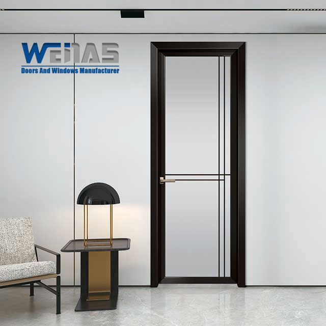 Aluminium Bathroom Doors Double Tempered Glass Heavy Duty Casement Doors