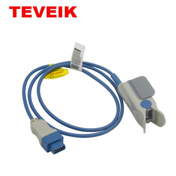 GE Detax Ohmeda Reusable SPO2 Sensor, Adult Finger Clip, TruSat /Trusignal, 9 Pin
