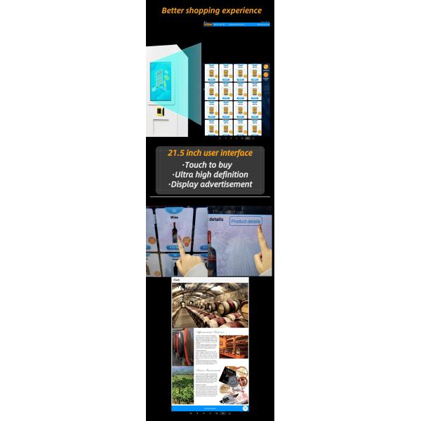 Máquina de venda automática feita sob encomenda do champanhe do vinho da cerveja com verificação xy do elevador e da idade