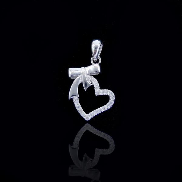 Motive Deer Design Silver Cubic Zirconia Pendant Jewellery Plating Rhodium