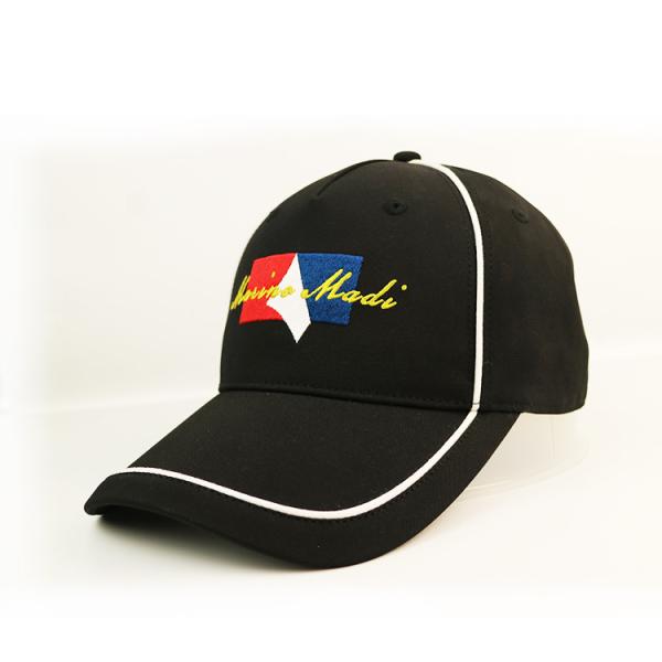 OEM Metal Buckle 6 Panel Baseball Cap Embroidery Logo Curve Brim Custom Twill Cotton Black