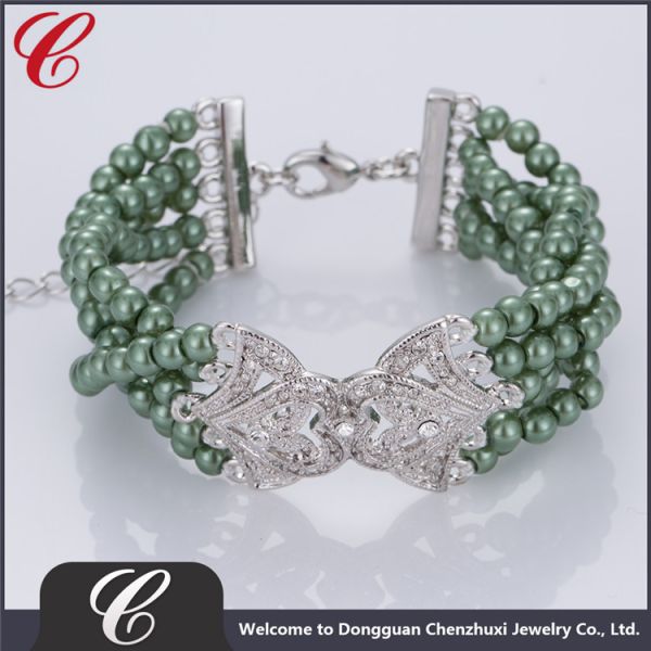 Women Fashion Customized Crystal Bangles Hawaiian Pearl Bracelets