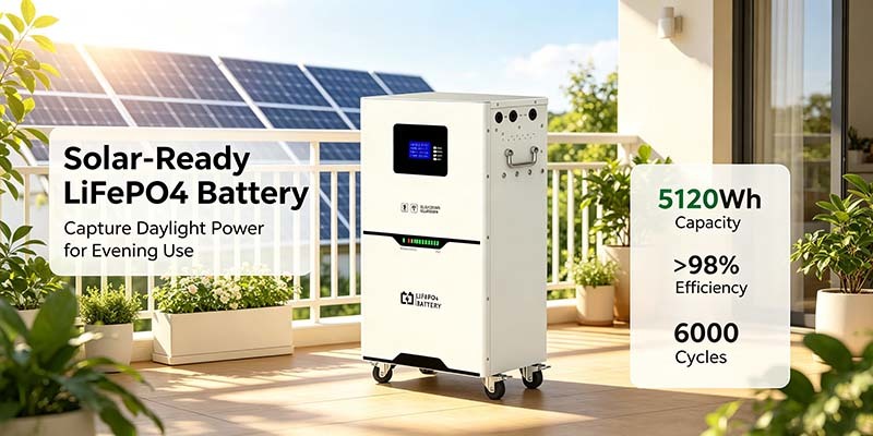 5.12kWh 51.2V 100Ah Lithium Iron Phosphate Battery for Off-Grid Solar Power Storage