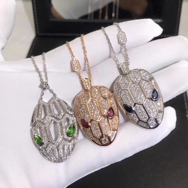 Hot Selling Fashion Necklace Pure 18k Gold   Serpenti Necklace With Natural Diamonds