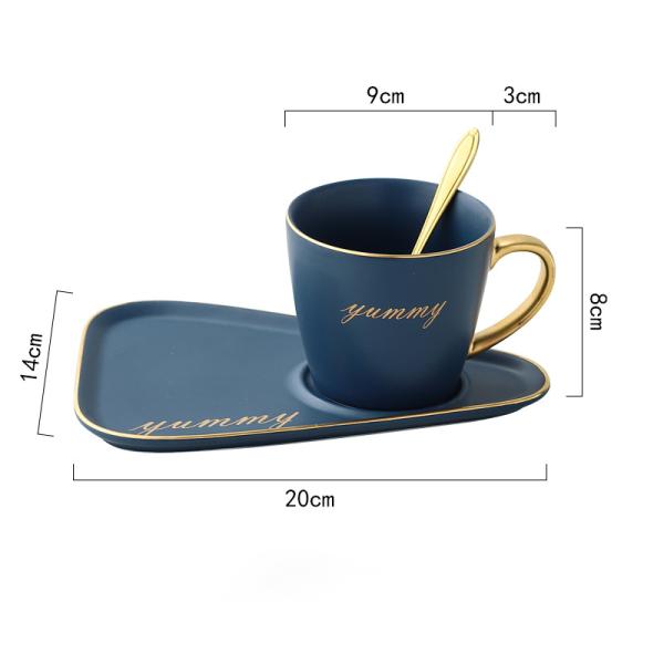 14*20*8cm Savall Black Porcelain Cup And Saucer Set Cafes Coffee Shops