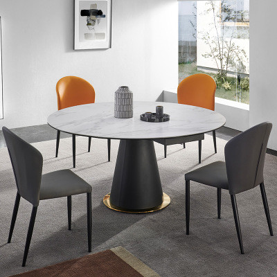 Metal Base Sintered Stone 75ch Height Oval Rotate Table