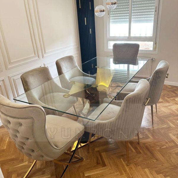 Hotel Furniture Bridal Groom Wedding VIP Dining Table Glass Top Stainless Steel Living Room Party Restaurant Banquet-for Sale