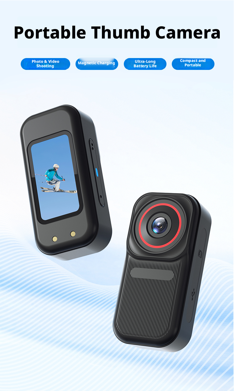 Thumb Camera 170° Wide Angle Mini Action Camera WiFi Pet Camera 120min Battery for Travel Outdoor Hiking Adventure