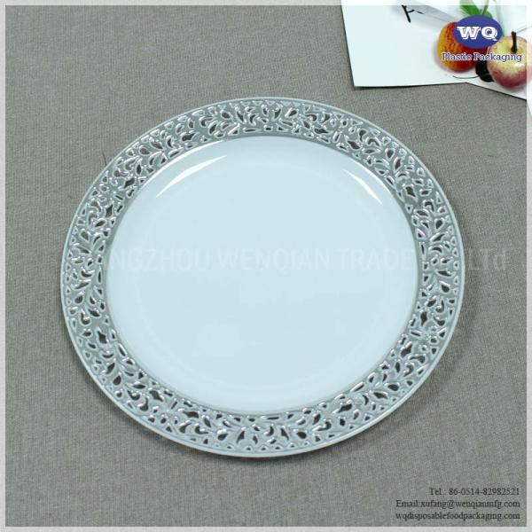 7.5'' Hot Selling Plastic Plate With Gold Rim, Factory Wholesale Bulk Wedding Elegant Gold Disposable Dinnerware Sets