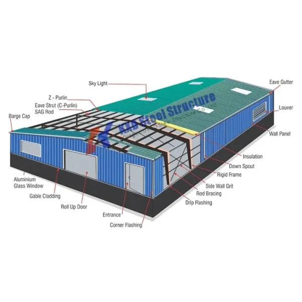 Large Span Fabric Space Steel Structure Workshop KXD-SSW201