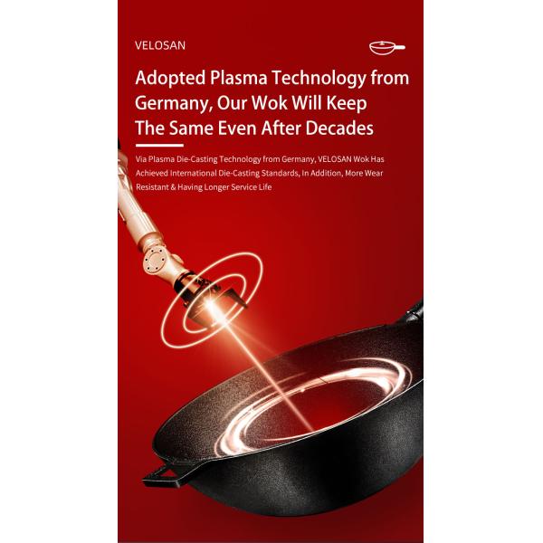 Uncoated Flat Bottom Deep Cast Iron Fry Pan 12.5inch Wear Resistant