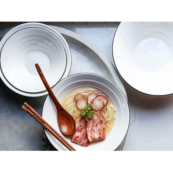 Contemporary Porcelain Salad Bowl Irregular Black Inlay Porcelain Pasta Bowls