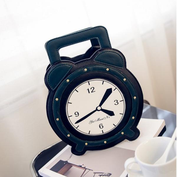 Cartoon cute alarm clock female PU leather messenger bag cute candy colored female