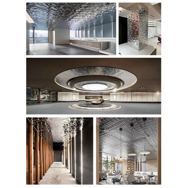 Density 48 Kg per cubic meter water rippled aluminum honeycomb ceiling drop in installation type engineered for ceiling panel integration