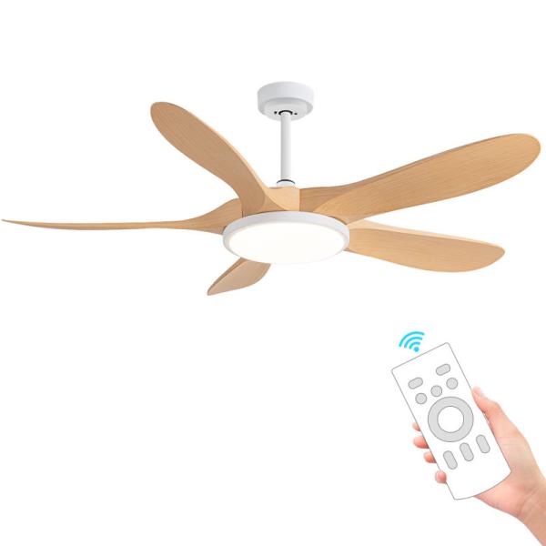 Best-seller d'usine 56 pouces ventilateur de plafond moderne lumière 5 lames ABS Noix/Lightwood télécommande moteur à courant continu lampe en fer pour le salon