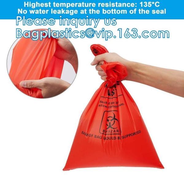 Polypropylene Biohazard Disposal Bags, Warning Label, Sterilization Printed, Waste Bags With Biohazard Symbol