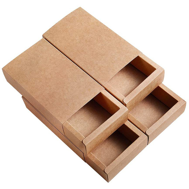 CMYK Custom Logo Candy Gift Packaging Brown Drawer Kraft Paper Box For Festival Token (Комплектный логотип для ювелирных подарков) Браунный ящик из крафт-бумаги для символа фестиваля