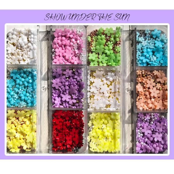 3D Resin Candy Color Nail Decoration Flower With Rhinestone for Nail Salon and Plastic