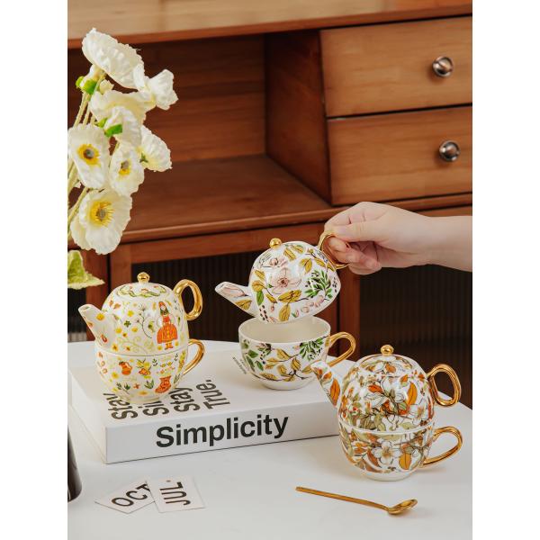 Single Teapot And Cup Set Porcelain Individual Tea Set With Wedding Gift Cup And Saucer