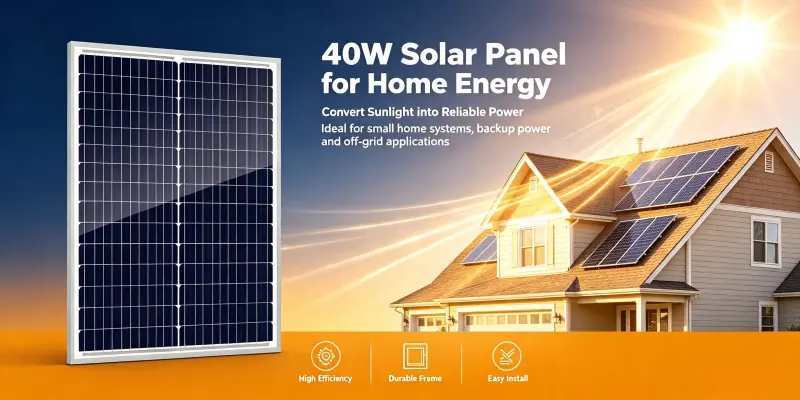 Lightweight 40W Monocrystalline Solar Panel Easy‑Install 12V Off‑Grid Charging Unit