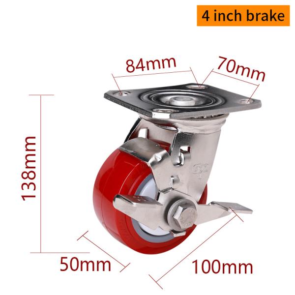 EDL 4 Inch Stainless Steel Heavy Duty Caster With Durable TPU Wheel Loading 320Kg S714P-85