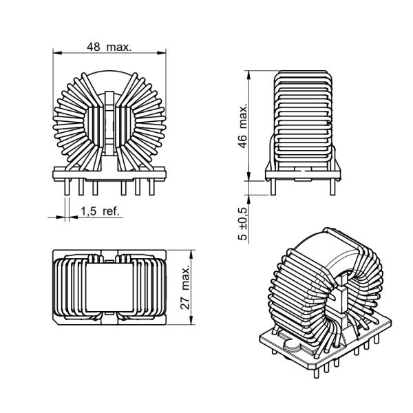 7448063801 Common Mode Power Line Choke For Radio Interference Suppression