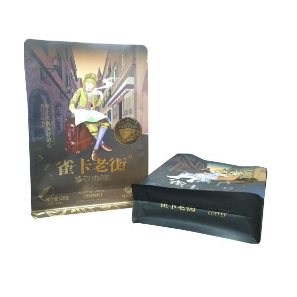 Matte finish stand up aluminum pouch plastic coffee zipper bags flat bottom coffee packaging bag with valve