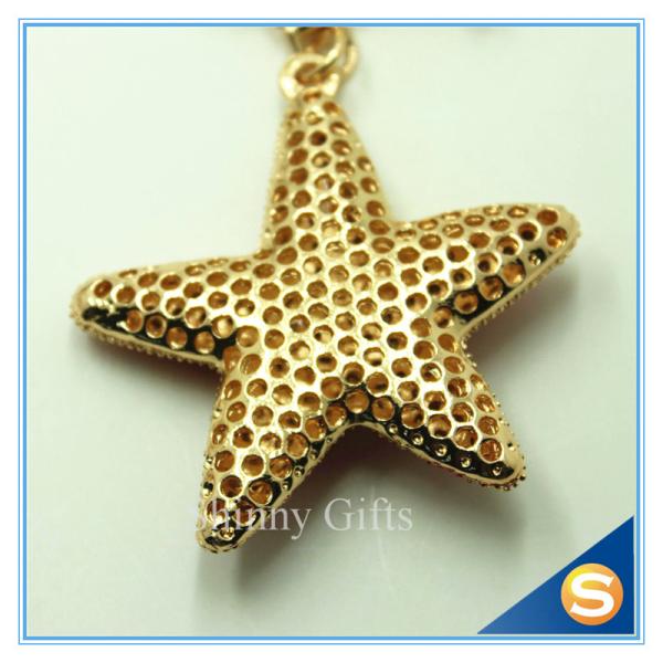 Rhinestone metal Starfish Keychain Attachment Cute Metal Keychain For Women's Gift