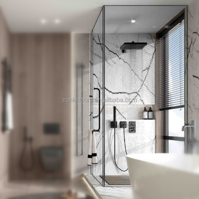 Custom Design 10 Mm Frameless 2 Panel Black Bifold Bathroom Screen Single Hinge Glass Shower Doors