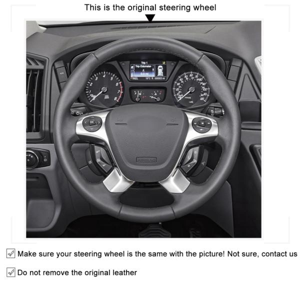 Hand Stitching Full Black Suede Custom Steering Wheel Cover for Ford Transit Connect Tourneo Custom Grand Tourneo Connect