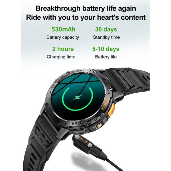 K65 SmartWatch Carga magnética 1.43 pulgadas Smart Watch Presión arterial Oxígeno Frecuencia cardíaca