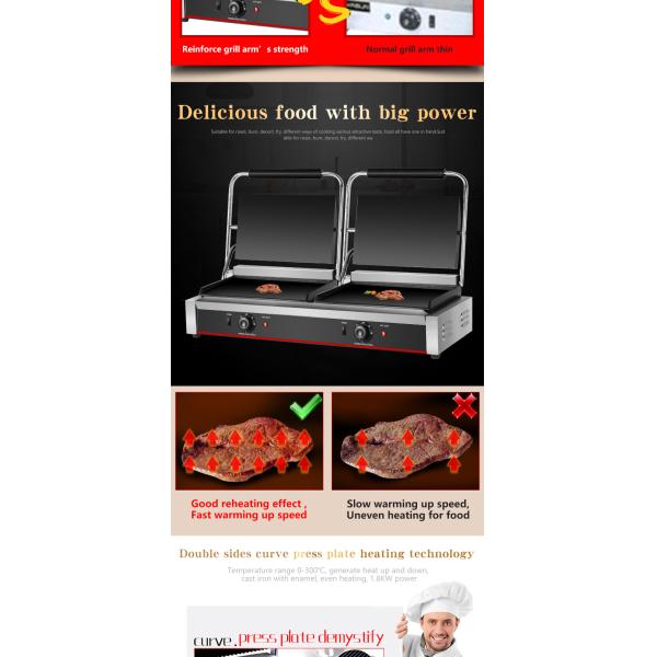 Полная плоская 2 в 1 двойная тарелка Panini Sandwich Press электрический контактный гриль для коммерческих