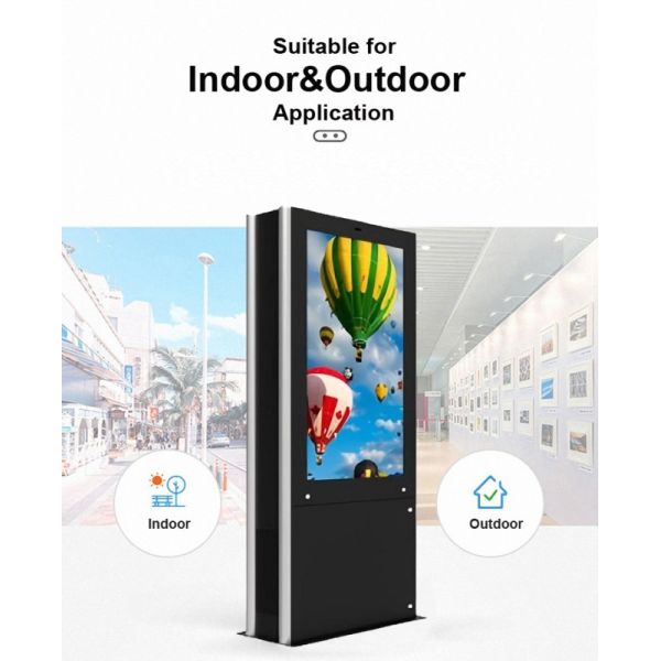 Bus station outdoor lcd touch screen ultra thin advertising display 75 inch floor stand digital signage