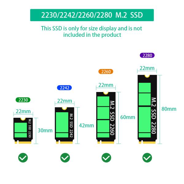 M.2 NVMe SSD to SFF-8611 8612 Adapter for 2230 2280 SSDs