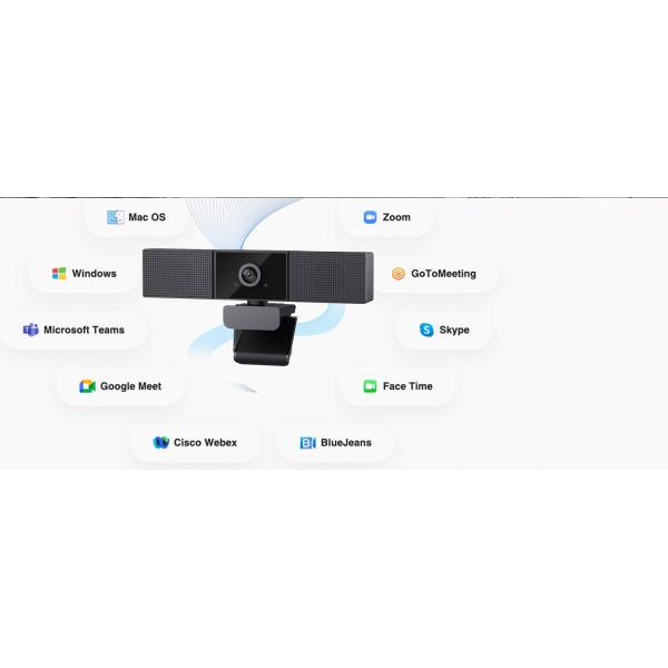 4K USB Webcam With 4 Microphones And 2 Loudspeakers For Huddle Room E Meeting